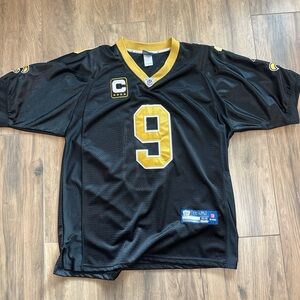 New Orleans Saints Drew Brees #9 Captain's Reebok Black and Gold NFL Jersey